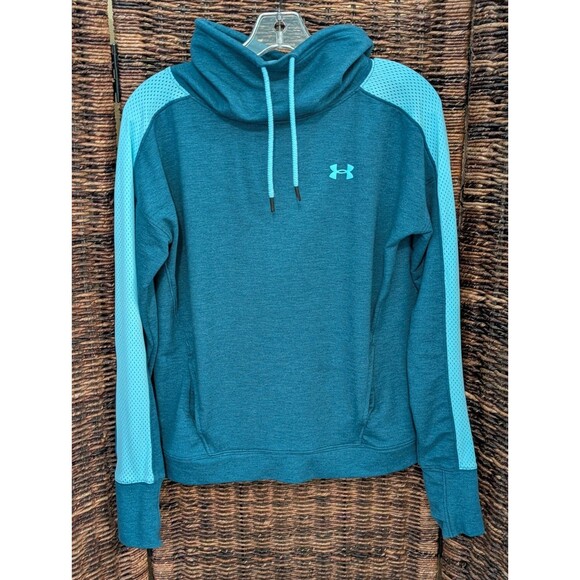 Under Armour Tops - Under Armour Featherweight Fleece Funnel Neck Sweatshirt Women's Small Aqua Mesh